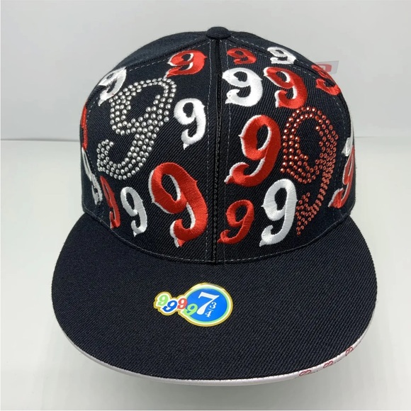Gino Green Global Black Red White Studded 59FIFTY Hat - Picture 4 of 5